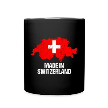 Suisse Carte suisse avec drapeau rouge - Mug uni - noir - Devant