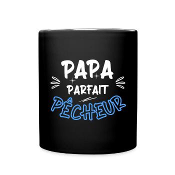 Papa parfait pêcheur / pêche / cadeau / humour - Mug uni - noir - Devant