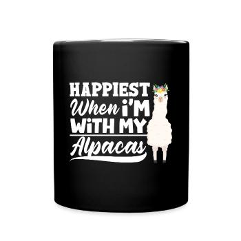 mammifères ll’alpaga le plus heureux quand je suis avec mon - Mug uni - noir - Devant