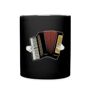 Accordion, accordion music motif with hands - Full Colour Mug - black - Front
