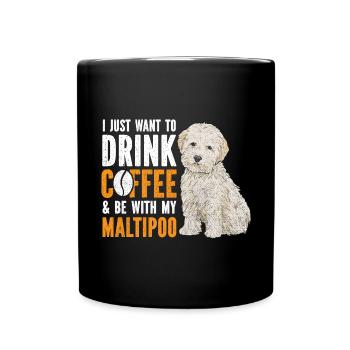 Maltipoo Hund - Tasse einfarbig - Schwarz - Vorne