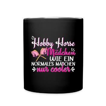 Hobby Horsing Reiterin Reitsport - Tasse einfarbig - Schwarz - Vorne