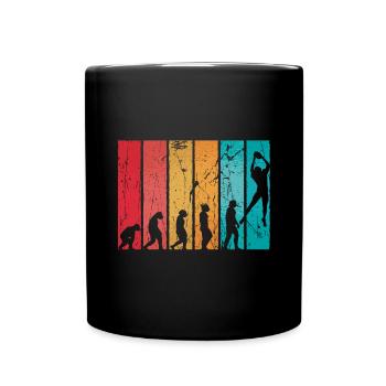 Rugby Ball Sport Player Retro Evolution Rugby Team - Full Colour Mug - black - Front