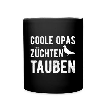 Coole Opas züchten Tauben - Tasse einfarbig - Schwarz - Vorne