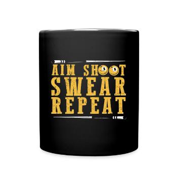 Dart & Bier Lustiger Darts Spruch - Tasse einfarbig - Schwarz - Vorne
