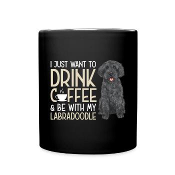 Labradoodle Hund - Tasse einfarbig - Schwarz - Vorne