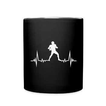 ECG Pulse Heart Line Football Player Sports Gift - Full Colour Mug - black - Front
