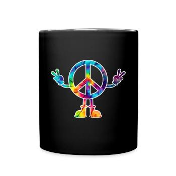 Peacezeichen Friedenszeichen tie dye - Full Colour Mug - black - Front