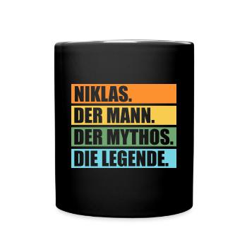 Niklas - Tasse einfarbig - Schwarz - Vorne