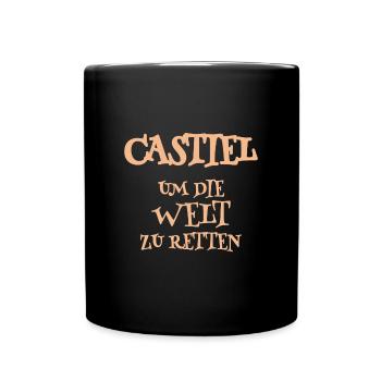Held Retter Helfer Auszeichnung Castiel - Tasse einfarbig - Schwarz - Vorne