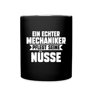 KFZ Mechaniker Automechaniker Auto Schrauber - Tasse einfarbig - Schwarz - Vorne