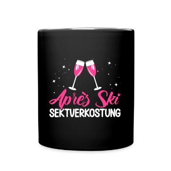 Apres Ski Après Ski Sektverkostung Geschenk - Tasse einfarbig - Schwarz - Vorne