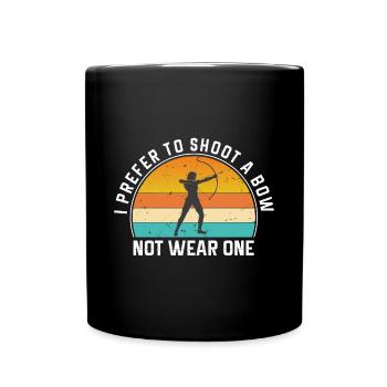 Lustiger Bogensport Spruch Bogenschießen - Tasse einfarbig - Schwarz - Vorne