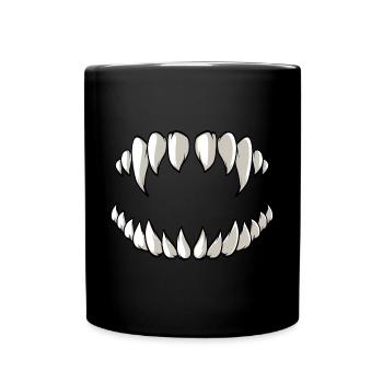 Lustiges Dracula Vampir Zähne - Tasse einfarbig - Schwarz - Vorne