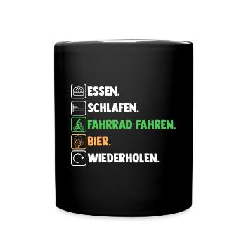Bier Fahrradfahrer Rad Fahrrad - Tasse einfarbig - Schwarz - Vorne