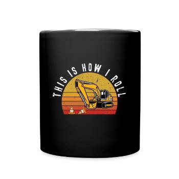 Lustiger Bagger Spruch für Baggerfahrer - Tasse einfarbig - Schwarz - Vorne