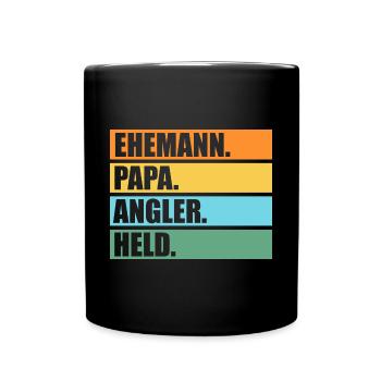 Angeln Fischer Papa Vater Fischen Angel Angler - Tasse einfarbig - Schwarz - Vorne