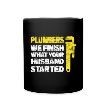 Handwerker Installateur Spruch Klempner - Tasse einfarbig - Schwarz - Vorne