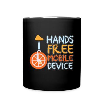 Hands Free Mobile Device Unicycle Joke - Tasse einfarbig - Schwarz - Vorne