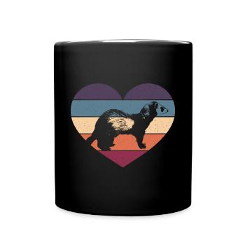Vintage Heart Cute Weasel Ferret Animal Lover - Tasse einfarbig - Schwarz - Vorne