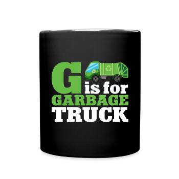 Garbage trucks, garbage day, garbage collection - Full Colour Mug - black - Front
