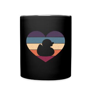 Retro Duckling Duckie Rubber Duck Vintage Heart - Tasse einfarbig - Schwarz - Vorne