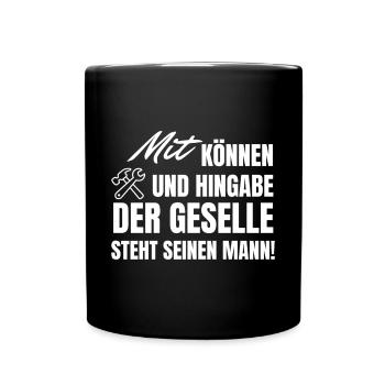 Gesellen Geselle Gesellenbrief Prüfung Handwerker - Tasse einfarbig - Schwarz - Vorne