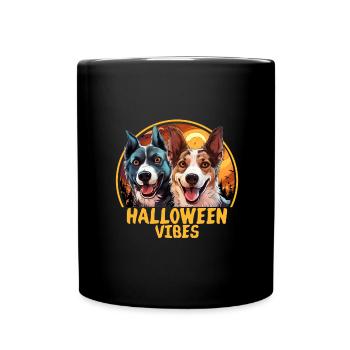 Halloween Vibes Cute Dogs Dog Lovers - Full Colour Mug - black - Front