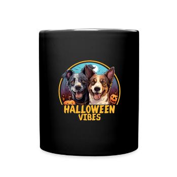Halloween Vibes Cute Dogs Dog Lovers - Full Colour Mug - black - Front