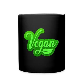 Green Leaf Design for Proud Vegans - Full Colour Mug - black - Front