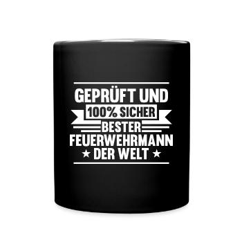Feuerwehrmann Feuerwehr - Tasse einfarbig - Schwarz - Vorne