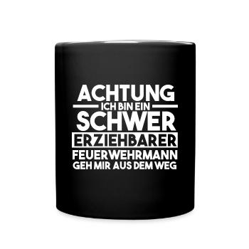 Feuerwehrmann Feuerwehr - Tasse einfarbig - Schwarz - Vorne