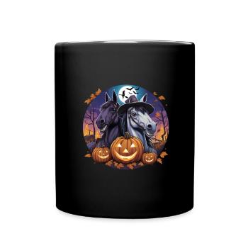 Drôles de chevaux d’Halloween fous - Mug uni - noir - Devant