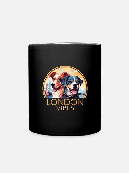 London Vibes England Cute Dogs Dog Lovers - Full Colour Mug - black