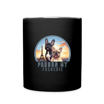 Paris France Cute Dogs Dog Lovers - Full Colour Mug - black - Front