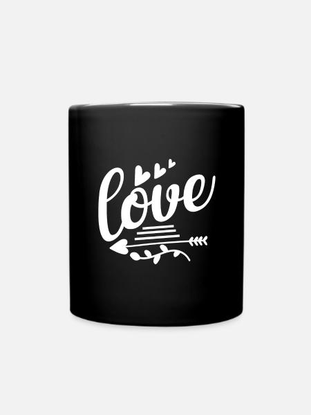 Love mit Pfeilen und Herzen - Tasse einfarbig - Schwarz