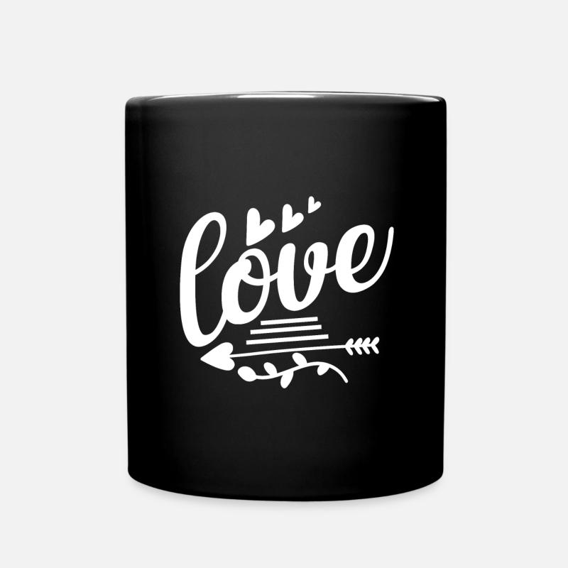 Love mit Pfeilen und Herzen - Tasse einfarbig - Schwarz