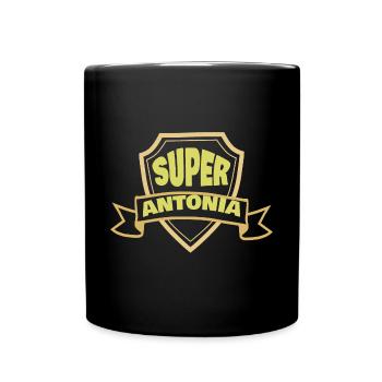 Badge for Antonia Woman's Name Coat of Arms - Full Colour Mug - black - Front