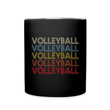 Vintage Volleyball Sports Retro Spiker - Full Colour Mug - black - Front