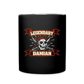 Pirat für Damian Piratenkopf Kostüm - Tasse einfarbig - Schwarz - Vorne