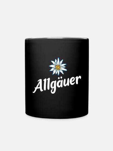 Allgäuer - Alpen Edelweiß aus dem Allgäu - Tasse einfarbig - Schwarz