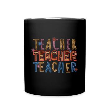Funny Hippie Teacher Back To School Teacher Day - Full Colour Mug - black - Front