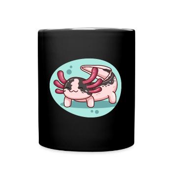 Piebald Axolotl Design für Axolotl-Liebhaber - Tasse einfarbig - Schwarz - Vorne