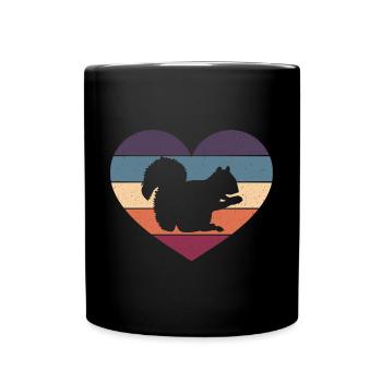 Retro Squirrel Vintage Heart Animal Forest - Full Colour Mug - black - Front