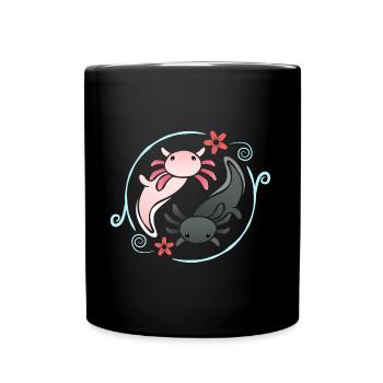 Cute Yin Yang Axolotl Design for Axolotl Fans - Full Colour Mug - black - Front