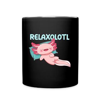Relaxolotl Pun Design for Axolotl Lovers - Full Colour Mug - black - Front