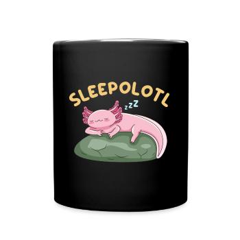 Sleepolotl Pun Design for Axolotl Lovers - Full Colour Mug - black - Front