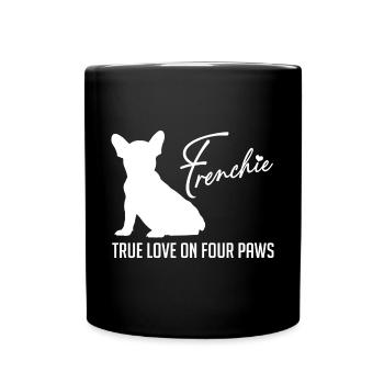 Frenchie amour sur quatre pattes - Mug uni - noir - Devant