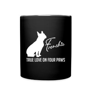 Frenchie amour sur quatre pattes - Mug uni - noir - Devant