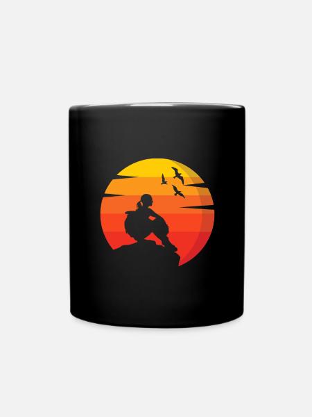 Retro Sonne Berge Wandern Klettern Natur - Tasse einfarbig - Schwarz